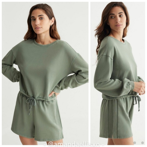 Lucky Brand Tops - Lucky Brand Cool for Summer Cropped Crew Neck Sweatshirt Top Green XS